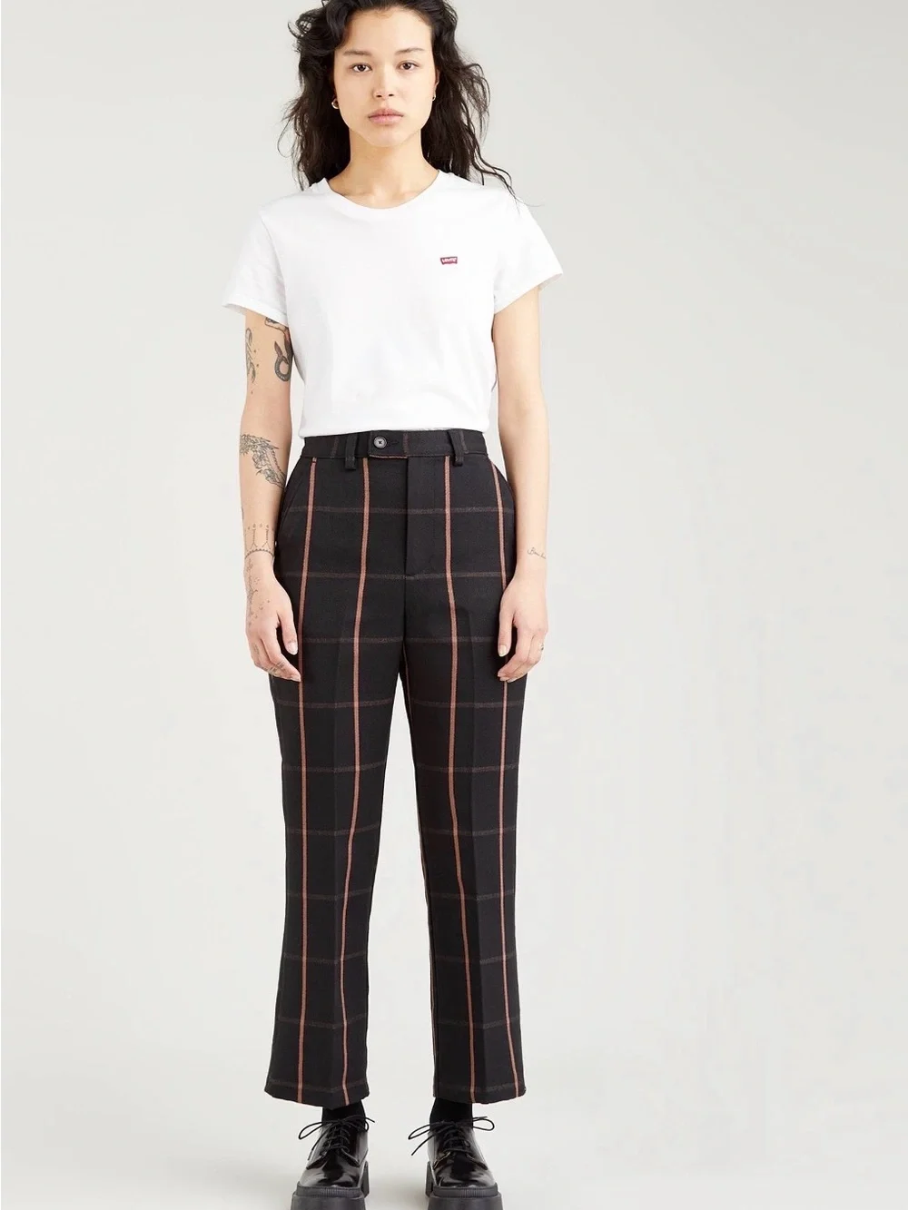 levi’s math club flare pants Black and tan check